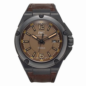 IWC Ingenieur Automatic Date Black Ceramic Case Brown Leather Watch # IW322504 (Men Watch)