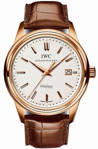 IWC Automatic 18kt Rose Gold Silver Dial Brown Crocodile Leather Band Watch #IW323303 (Men Watch)
