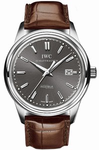 IWC Automatic 18kt White Gold Slate Grey Dial Brown Crocodile Leather Band Watch #IW323304 (Men Watch)