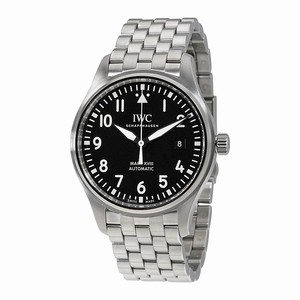 IWC Black Dial Fixed Stainless Steel Band Watch #IW327011 (Men Watch)