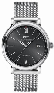 IWC Automatic Stainless Steel Black Dial Polished Stainless Steel Band Watch #IW356506 (Men Watch)