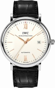 IWC Portofino Automatic Date Black Leather Watch # IW356517 (Men Watch)
