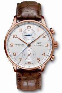 IWC Automatic 18kt Rose Gold Silver Dial Brown Crocodile Leather Band Watch #IW371480 (Men Watch)