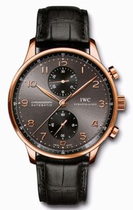 IWC Automatic 18kt Rose Gold Grey Dial Black Crocodile Leather Band Watch #IW371482 (Men Watch)