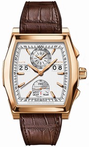 IWC Automatic 18kt Rose Gold Silver Dial Brown Crocodile Leather Band Watch #IW376102 (Men Watch)