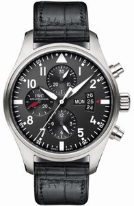 IWC Automatic Chronograph Day Date Black Leather Watch #IW377701 (Men Watch)