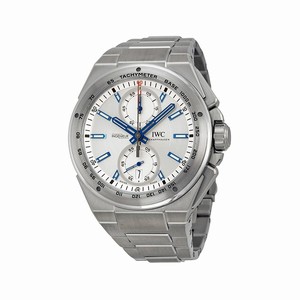 IWC Silver Dial Fixed Stainless Steel Bezel With Tachymeter Scale Band Watch #IW378510 (Men Watch)