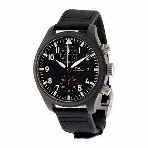 IWC Automatic Chronograph Top Gun Black Leather Watch # IW389001 (Men Watch)