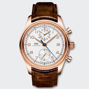 IWC Silver Dial Fixed 18 Kt Rose Gold Band Watch #IW390402 (Men Watch)