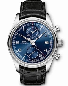 IWC Portuguese Automatic Chronograph Date Black Leather Watch # IW390406 (Men Watch)