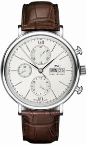 IWC Automatic Stainless Steel Silver Dial Brown Crocodile Leather Band Watch #IW391007 (Men Watch)