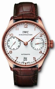 IWC Automatic 18kt Rose Gold Silver Dial Brown Crocodile Leather Band Watch #IW500113 (Men Watch)