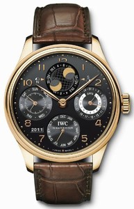 IWC Black Dial Fixed 18kt Rose Gold Band Watch #IW503202 (Men Watch)