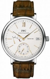 IWC Manual Wind Stainless Steel Silver Dial Brown Crocodile Leather Band Watch #IW510103 (Men Watch)