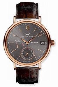 IWC Manual Wind Grey Dial 18ct Rose Gold Case Brown Leather Watch# IW510104 (Men Watch)