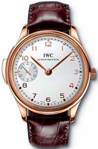 IWC Manual Wind 18kt Rose Gold Silver Dial Brown Crocodile Leather Band Watch #IW524202 (Men Watch)