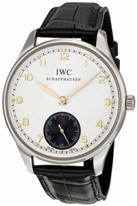 IWC Manual Wind Stainless Steel Silver Dial Black Crocodile Leather Band Watch #IW545405 (Men Watch)