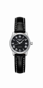 Longines Master Collection Automatic Roman Numerals Dial Date Black Leather Watch# L2.128.4.51.7 (Women Watch)