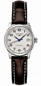 Longines Automatic Cream Dial Stainless Steel Case With Brown Leather Strap Watch # L2.128.4.78.3 (Women Watch)