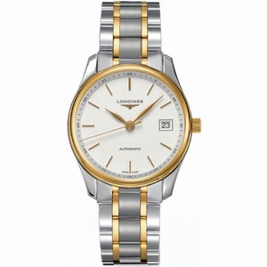 Longines Automatic White Dial 18ct Gold Case With 18ct Gold And Stainless Steel Bracelet Watch # L2.128.5.11.7 (Women Watch)