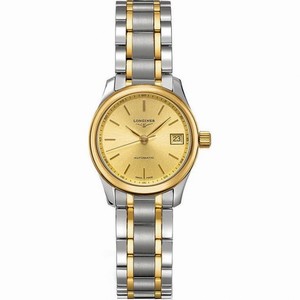Longines Automatic Gold Dial 18ct Gold Case With Stainless Steel Watch # L2.128.5.32.7 (Women Watch)