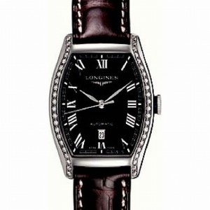 Longines Automatic Black Dial Stainless Steel Case With Brown Leather Strap Watch #L2.142.0.50.4 (Women Watch)