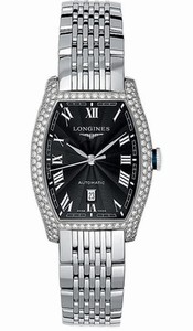 Longines Automatic Polished Stainless Steel Black Roman Numeral With Date At 6 Dial Polished Stainless Steel Band Watch #L2.142.0.51.6 (Women Watch)