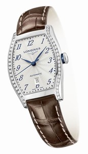 Longines Automatic Silver Dial Stainless Steel Case With Brown Leather Strap Watch #L2.142.0.70.2 (Women Watch)
