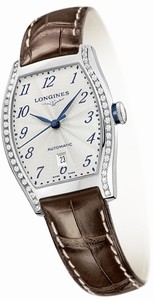 Longines Automatic Cream Dial Stainless Steel Case With Brown Leather Strap Watch #L2.142.0.70.4 (Women Watch)