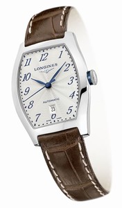 Longines Automatic Creajm Dial Stainless Steel Case With Brown Leather Strap Watch #L2.142.4.73.2 (Women Watch)