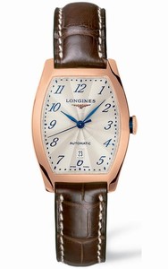 Longines Automatic Silver Dial 18ct Rose Gold Case With Brown Leather Strap Watch #L2.142.8.73.2 (Women Watch)