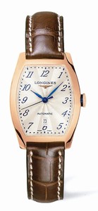 Longines Automatic Cream Dial 18ct Rose Gold Case With Brown Leather Strap Watch #L2.142.8.73.4 (Women Watch)