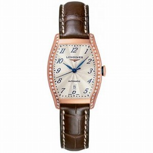 Longines Automatic Silver Dial 18ct Rose Gold Case With Brown Leather Strap Watch #L2.142.9.73.4 (Women Watch)