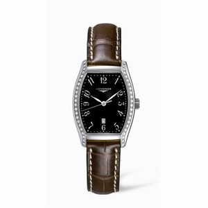 Longines Quartz Analog Date Diamond Case Brown Leather Watch # L2.155.0.53.5 (Women Watch)