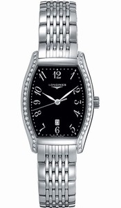 Longines Quartz Polished Stainless Steel Black Arabic Numeral With Date At 6 Dial Polished Stainless Steel Band Watch #L2.155.0.53.6 (Women Watch)
