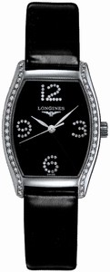 Longines Evidenza Quartz Analog Diamond Bezel Black Leather Watch # L2.155.0.57.2 (Women Watch)