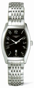 Longines Quartz Polished Stainless Steel Black Arabic Numeral With Date At 6 Dial Polished Stainless Steel Band Watch #L2.155.4.53.6 (Women Watch)