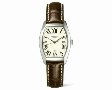Longines Quartz Silver Dial Stainless Steel Case With Brown Leather Strap Watch #L2.155.4.71.5 (Women Watch)