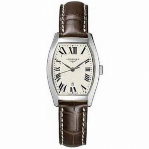 Longines Quartz White Dial Stainless Steel Case With Brown Leather Strap Watch #L2.155.4.71.9 (Women Watch)