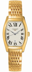 Longines Quartz 18k Yellow Gold White Roman Numeral With Date At 6 Dial 18k Yellow Gold Band Watch #L2.155.6.71.6 (Women Watch)