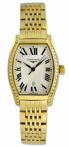 Longines Quartz 18k Yellow Gold White Roman Numeral With Date At 6 Dial 18k Yellow Gold Band Watch #L2.155.7.71.6 (Women Watch)