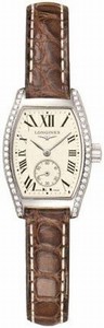 Longines Quartz Beige Dial Stainless Steel Case With Brown Leather Strap Watch #L2.175.0.71.5 (Women Watch)