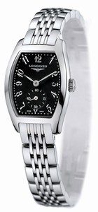 Longines Quartz Polished Stainless Steel Black Roman Numeral Dial Polished Stainless Steel Band Watch #L2.175.4.53.6 (Women Watch)