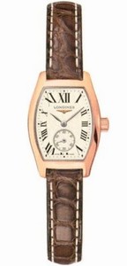 Longines Quartz White Dial 18ct Rose Gold Case With Brown Leather Strap Steel Watch #L2.175.8.71.5 (Women Watch)