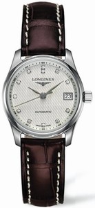 Longines Master Collection Automatic Diamond Dial Date Brown Alligator Watch# L2.257.4.77.3 (Women Watch)
