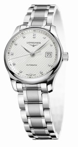 Longines Master Collection Automatic Silver Diamonds Dial Date Stainless Steel Watch# L2.257.4.77.6 (Women Watch)