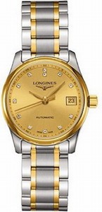 Longines Automatic Gold Dial 18ct Yellow Gold Case With 18ct Gold And Stainless Steel Bracelet Watch #L2.257.5.37.7 (Women Watch)