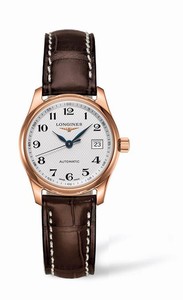 Longines Automatic Whie Dial 18 ct Rose Gold Case With Brown Leather Strap Watch #L2.257.8.78.3 (Women Watch)