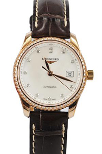 Longines Automatic White Dial 18ct Rose Gold Case With Brown Leather Strap Watch #L2.257.9.87.3 (Women Watch)