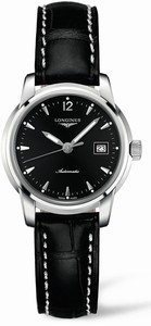 Longines Automatic Black Stainless Steel Case With Black Leather Strap Watch #L2.263.4.52.3 (Women Watch)